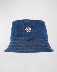 Moncler - Denim Logo Patch Bucket Hat - Lyst