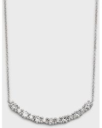 Neiman Marcus - 18k White Gold Round Diamond Smiley Bar Necklace, 1.35tcw - Lyst