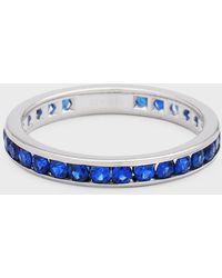 Neiman Marcus - 18k White Gold Blue Sapphire Eternity Ring, Size 7 - Lyst