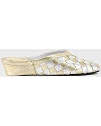 Jacques Levine - Woven Leather Wedge Slippers - Lyst
