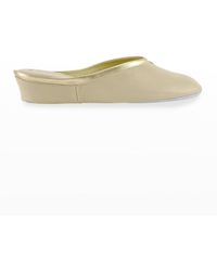 Jacques Levine - Metallic Leather Wedge Mule Slippers - Lyst