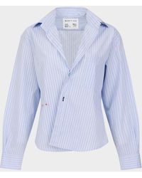CISSA - The Daily Striped Asymmetric Button-Front Shirt - Lyst