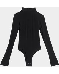 LAPOINTE - Mock-Neck Long-Sleeve Lightweight Jersey Bodysuit - Lyst