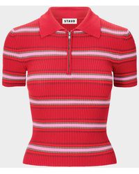 STAUD - Ren Striped Polo Top - Lyst