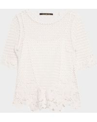 Kobi Halperin - Sylvs Floral Crochet Rosette Net Blouse - Lyst