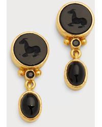 Elizabeth Locke - 19k Yellow Gold Venetian Glass Tiny Horse Earrings With Cabochon Stone - Lyst