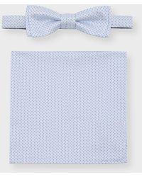 BOSS - Silk Micro-Pattern Bow Tie And Pocket Square Set - Lyst