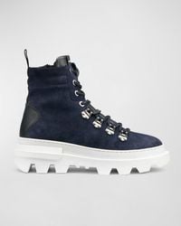 Karl Lagerfeld - Lug Sole Suede Lace-Up Work Boots - Lyst