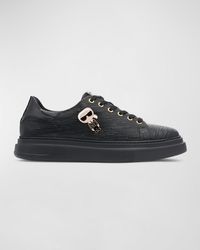 Karl Lagerfeld - Low-Top Printed Leather Sneakers With Karl Pin - Lyst