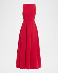 Emporio Armani - Sleeveless Pleated Techno Cady Midi Dress - Lyst