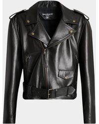 Balmain - Apos;S Cowskin Belted Biker Jacket - Lyst