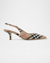 Burberry - Dame Vintage Check Slingback Linen Pumps - Lyst