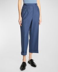 Victoria Beckham - Mid-Rise Double-Pleated Wide-Leg Crop Trousers - Lyst