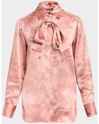 Kiton - Floral Silk Button-Down Shirt With Neck Scarf - Lyst