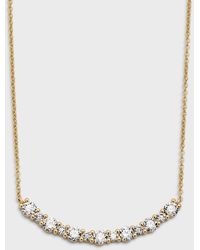 Neiman Marcus - 18k Yellow Gold Round Diamond Smiley Bar Necklace, 1.35tcw - Lyst