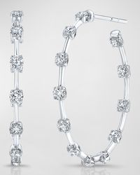 Rahaminov Diamonds - 18K 24 Round Diamond Bar Hoop Earrings, 1.5"L - Lyst