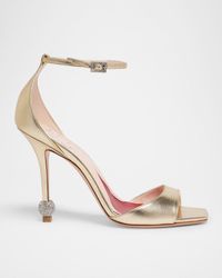 Roger Vivier - Marlene Leather Crystal-Heel Sandals - Lyst