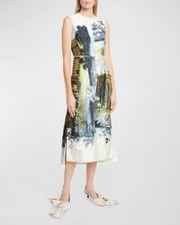 Erdem - Printed Pleated Back Midi Dress - Lyst