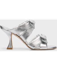 Stuart Weitzman - Sofia Metallic Leather Bow Slide Sandals - Lyst