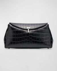 Totême - T-Lock Croc-Embossed Leather Clutch Bag - Lyst