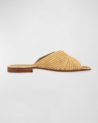 Carrie Forbes - Woven Raffia Flat Slide Sandals - Lyst