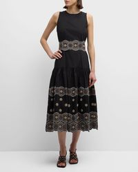 Vanessa Bruno - Alais Sleeveless Floral-Embroidered Midi Dress - Lyst