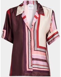 MISA Los Angles - Solange Geometric Stripe Satin Top - Lyst