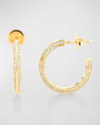 Sheryl Lowe - 14k Yellow Gold Knife Edge Diamond And Icon Gallery Hoop Earrings - Lyst