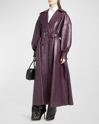 Alexander McQueen - Oversize Belted Leather Trench Coat - Lyst