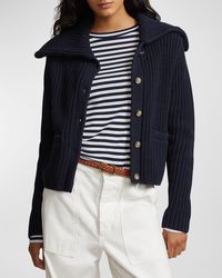 Polo Ralph Lauren - Rib-Knit Cotton Collared Cardigan - Lyst