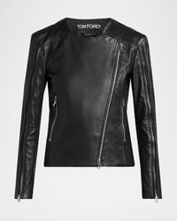Tom Ford - Collarless Leather Moto Jacket - Lyst