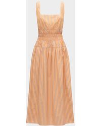 Callas Milano - Belinda Square-Neck Striped Cotton Midi Dress - Lyst