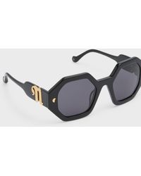 Nanushka - Carlen Geometric Round Acetate Sunglasses - Lyst