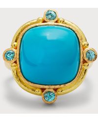 Elizabeth Locke - 19k Square Cushion Sleeping Beauty Turquoise Ring, Size 6.5 - Lyst