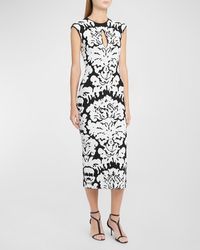 Alexander McQueen - Damask Print Knit Midi Dress - Lyst