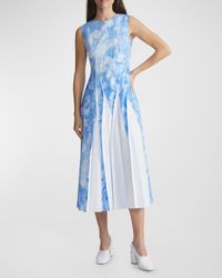 Lafayette 148 New York - Sleeveless Pleated Floral-Print Midi Dress - Lyst
