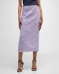 Carolina Herrera - Lace Midi Skirt - Lyst