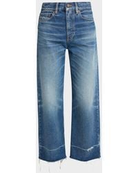 Chloé - Mid-Rise Straight-Leg Raw-Hem Ankle Jeans - Lyst