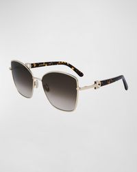 Ferragamo - Embellished Gancini Metal Cat-Eye Sunglasses - Lyst