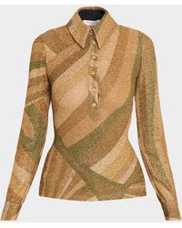 PUCCI - Iride-Print Lame Jersey Polo Shirt - Lyst