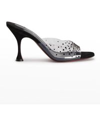 Christian Louboutin Rosalie Strass Red Sole Stiletto Sandals in Metallic | Lyst