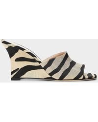 Stuart Weitzman - 85Mm Vinnie Zebra-Printed Wedge Mules - Lyst