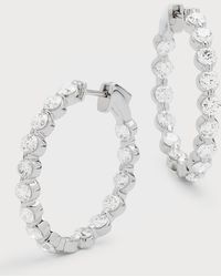 Neiman Marcus - 18k White Gold 30 Round Gh/si1 Diamond Hoop Earrings, 1"l - Lyst