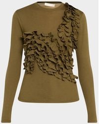 Ulla Johnson - Polina Ruffled Jersey Long-Sleeve Top - Lyst