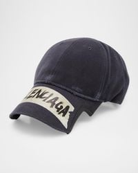 Balenciaga - Apos;S Masking Tape Logo Distressed Baseball Cap - Lyst