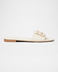 Fendi - Ff Leather Flat Sandals - Lyst