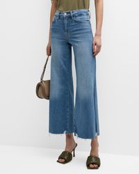 FRAME - Le Palazzo Wide-Leg Raw-Hem Cropped Jeans - Lyst