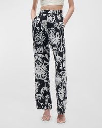 Figue - Hadley High-rise Floral-print Pleated Straight-leg Pants - Lyst