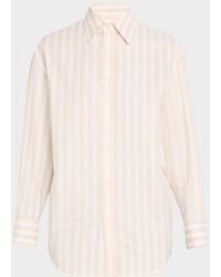 Saint Laurent - Long-Sleeve Stripe Button-Down Blouse - Lyst
