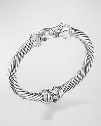 David Yurman - 7mm Cable Buckle Bracelet W/ Diamonds & Topaz - Lyst